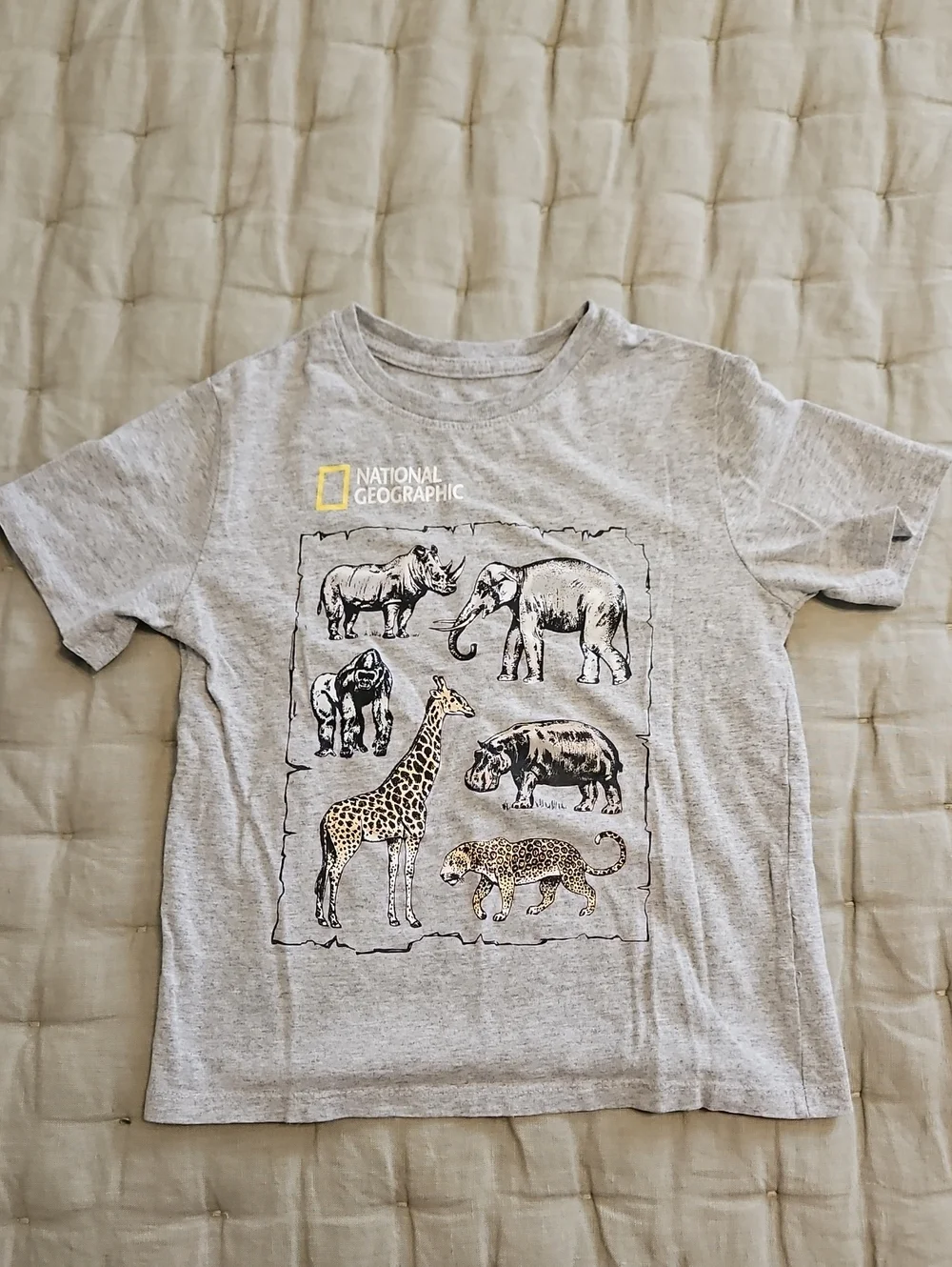GAP Light Gray National Geographic Wildlife Graphic Tee with Yellow Logo